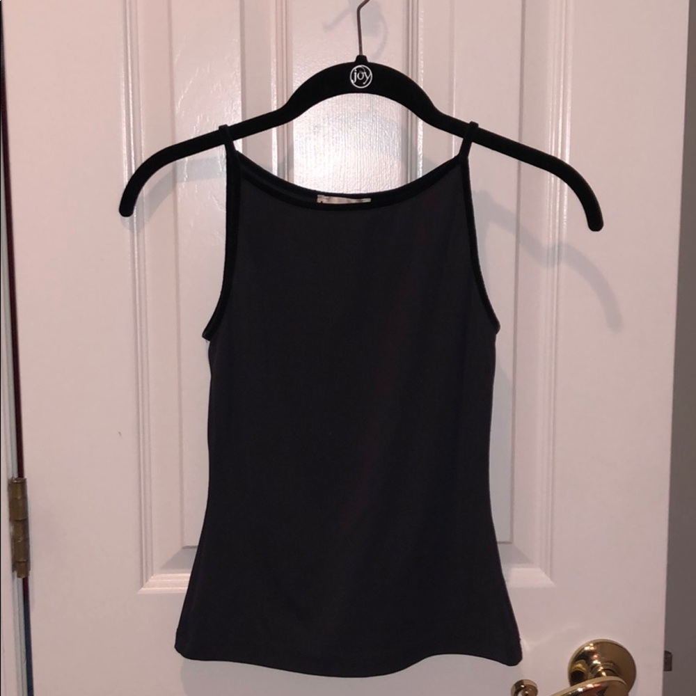 BeBe cami/top SZ. S dark gray w/velvet piping